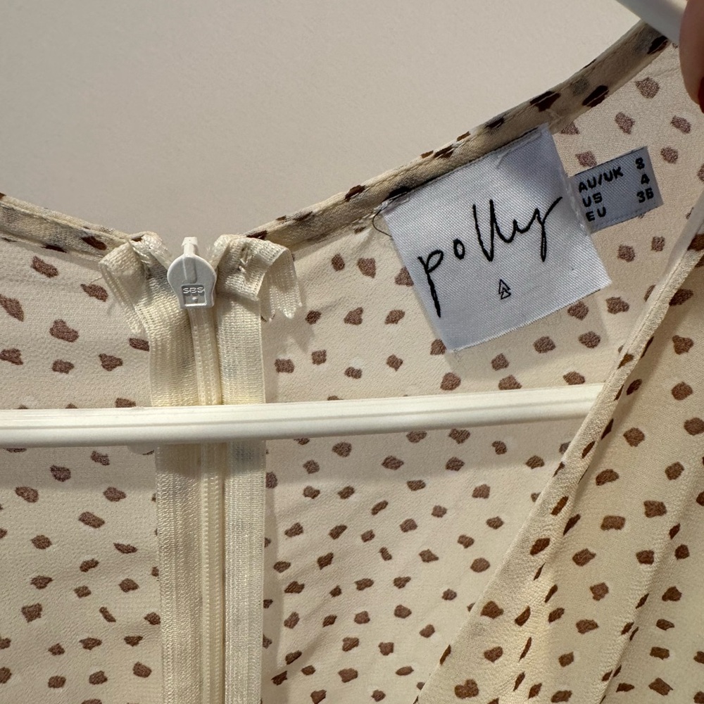 Cream Polka Dot Wrap Mini Dress - Picture 3 of 3